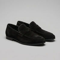 Men's Suede Penny Loafers with Moccasin Seam Detail View 13