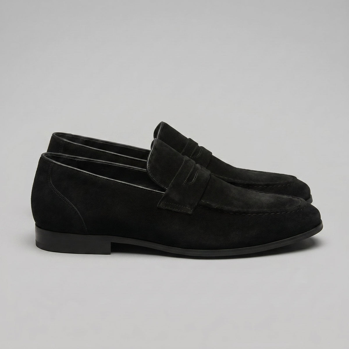 Men's Suede Penny Loafers with Moccasin Seam Detail View 14