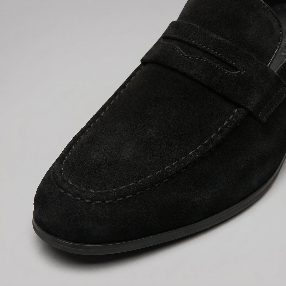 Men's Suede Penny Loafers with Moccasin Seam Detail View 17