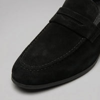 Men's Suede Penny Loafers with Moccasin Seam Detail View 17