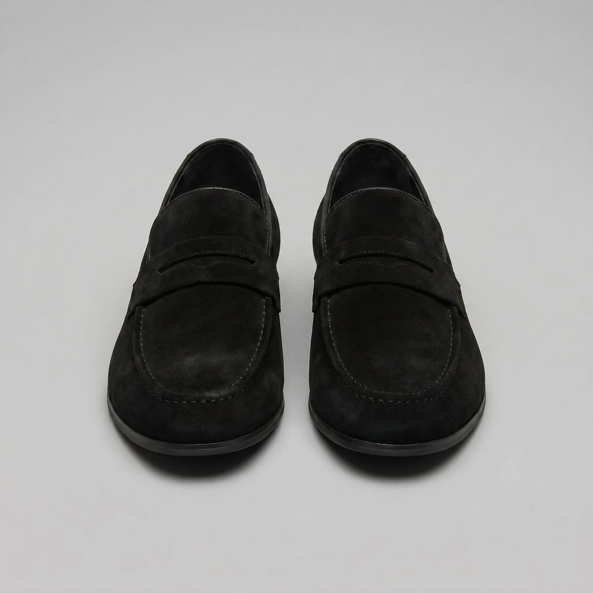 Men's Suede Penny Loafers with Moccasin Seam Detail View 18