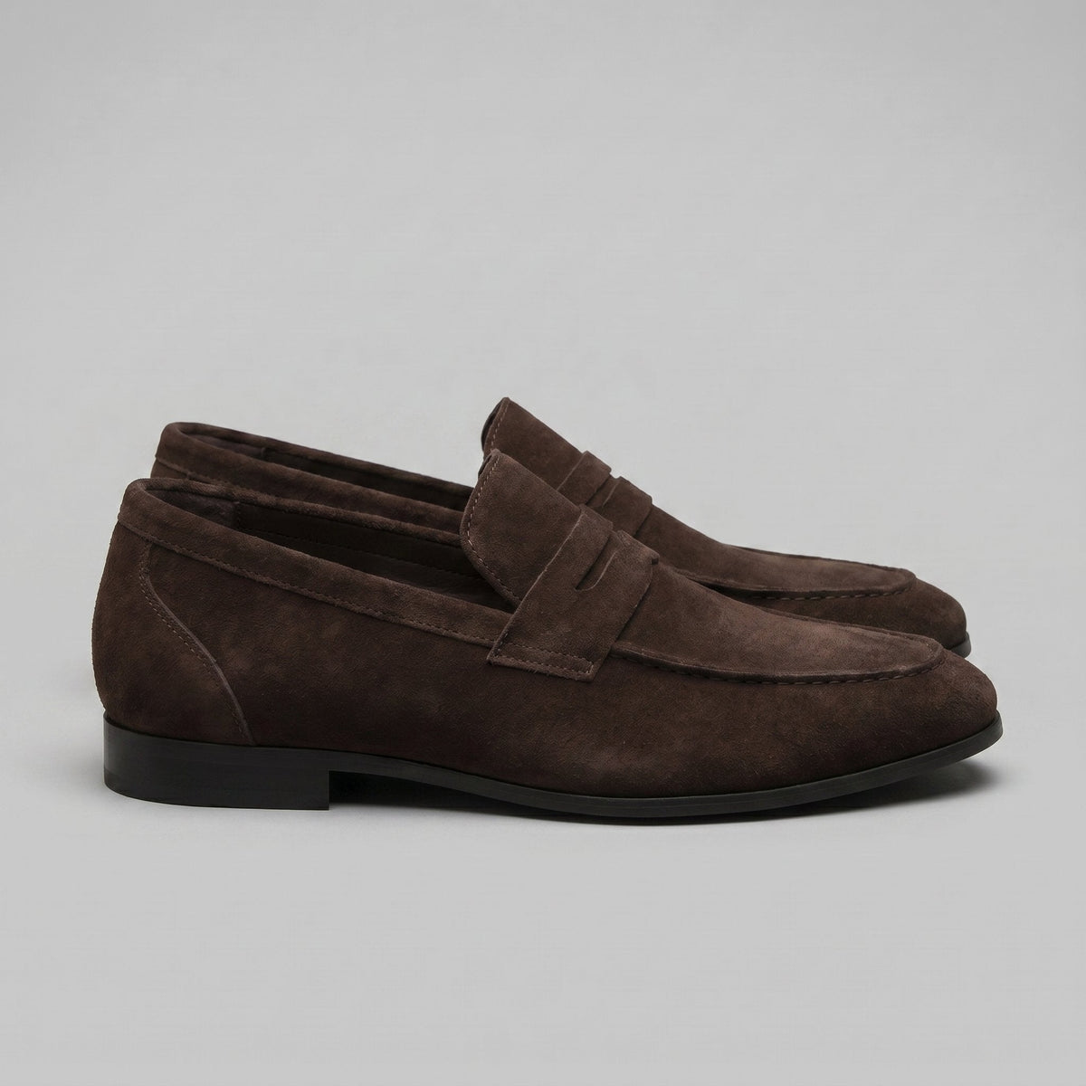 Men's Suede Penny Loafers with Moccasin Seam Detail View 20