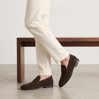 Men's Suede Penny Loafers with Moccasin Seam Detail View 21