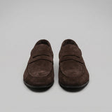 Men's Suede Penny Loafers with Moccasin Seam Detail