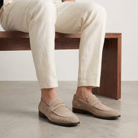Men's Suede Penny Loafers with Moccasin Seam Detail View 27