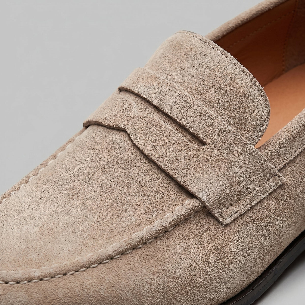 Men's Suede Penny Loafers with Moccasin Seam Detail View 29