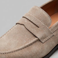 Men's Suede Penny Loafers with Moccasin Seam Detail View 29