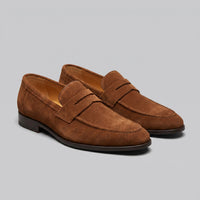 Men's Suede Penny Loafers with Moccasin Seam Detail View 31