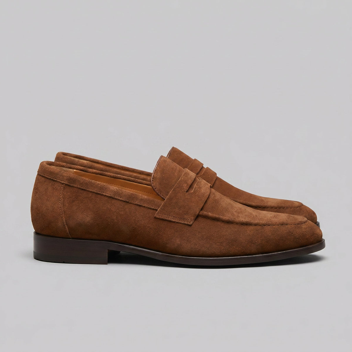 Men's Suede Penny Loafers with Moccasin Seam Detail View 32