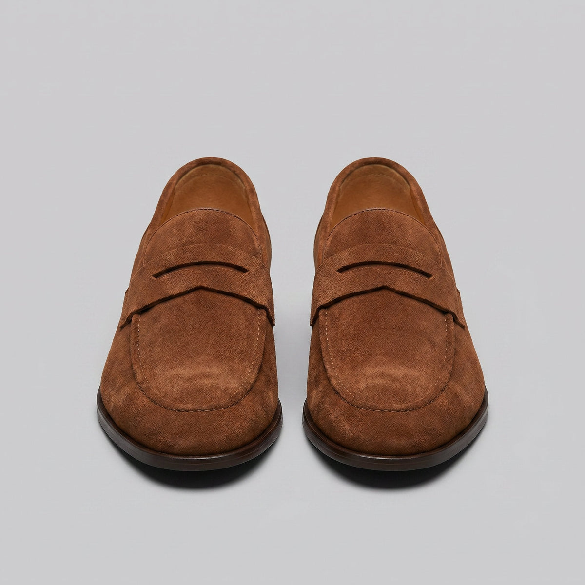 Men's Suede Penny Loafers with Moccasin Seam Detail View 36