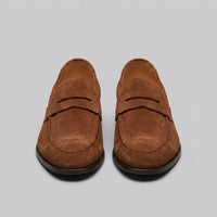 Men's Suede Penny Loafers with Moccasin Seam Detail View 36