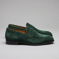 Men's Suede Penny Loafers with Moccasin Seam Detail View 38