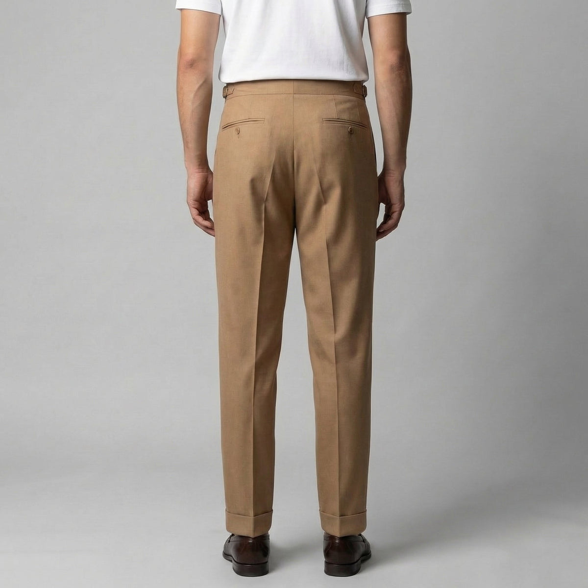 Men's Tailored Fit Pleated Trousers with Straight Leg Angle