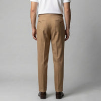 Men's Tailored Fit Pleated Trousers with Straight Leg Angle