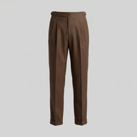Men's Tailored Fit Pleated Trousers with Straight Leg Back