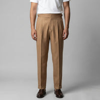 Men's Tailored Fit Pleated Trousers with Straight Leg Close Up