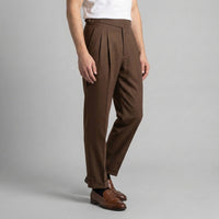 Men's Tailored Fit Pleated Trousers with Straight Leg Detail