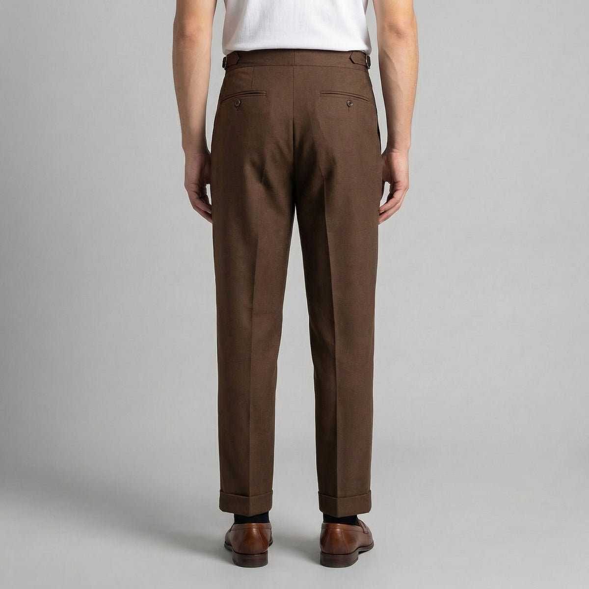 Men's Tailored Fit Pleated Trousers with Straight Leg Front