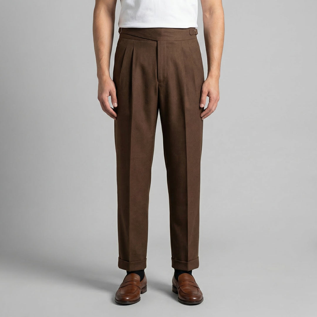 Men's Tailored Fit Pleated Trousers with Straight Leg Hero