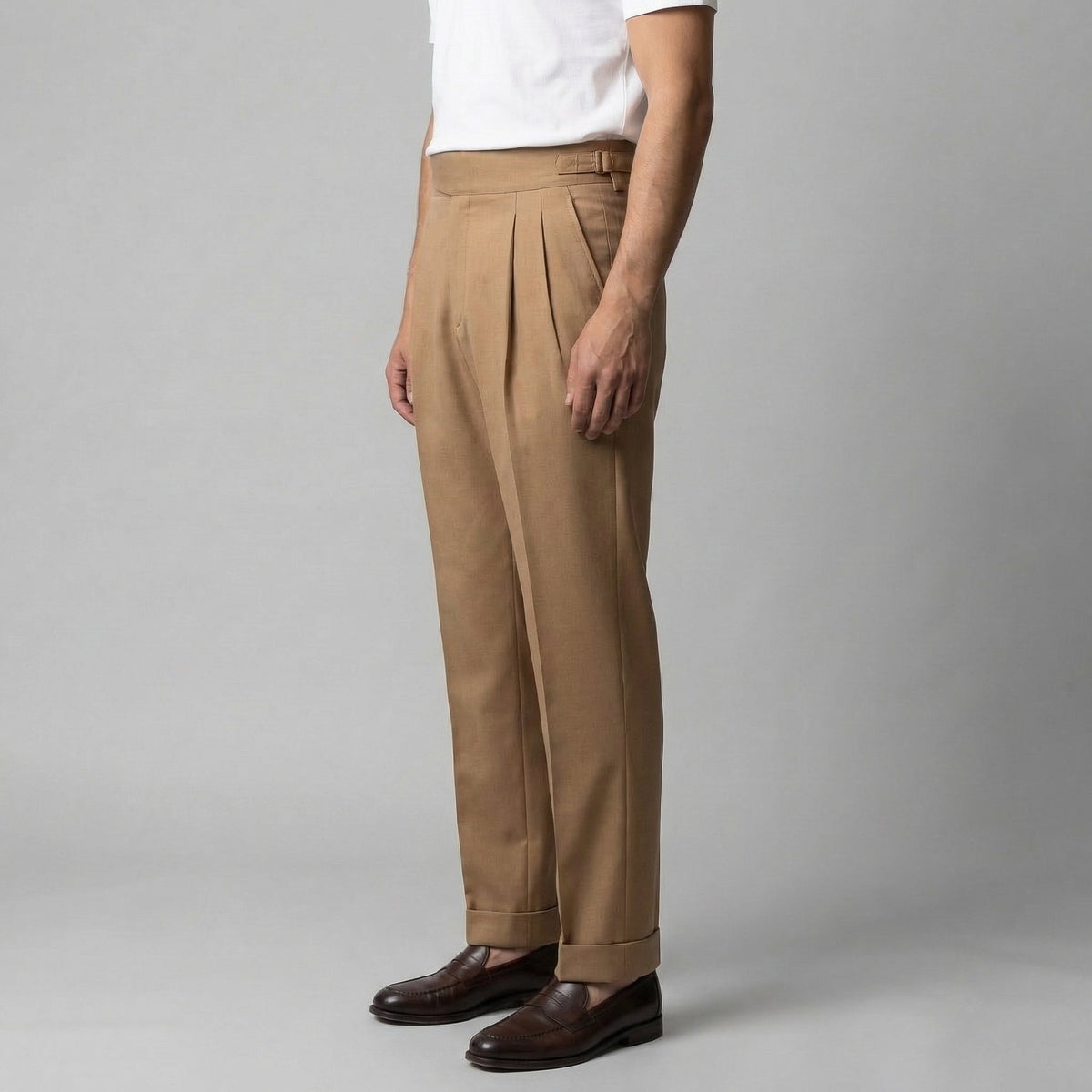 Men's Tailored Fit Pleated Trousers with Straight Leg Lifestyle