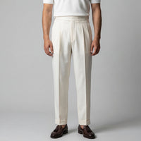 Men's Tailored Fit Pleated Trousers with Straight Leg View 16