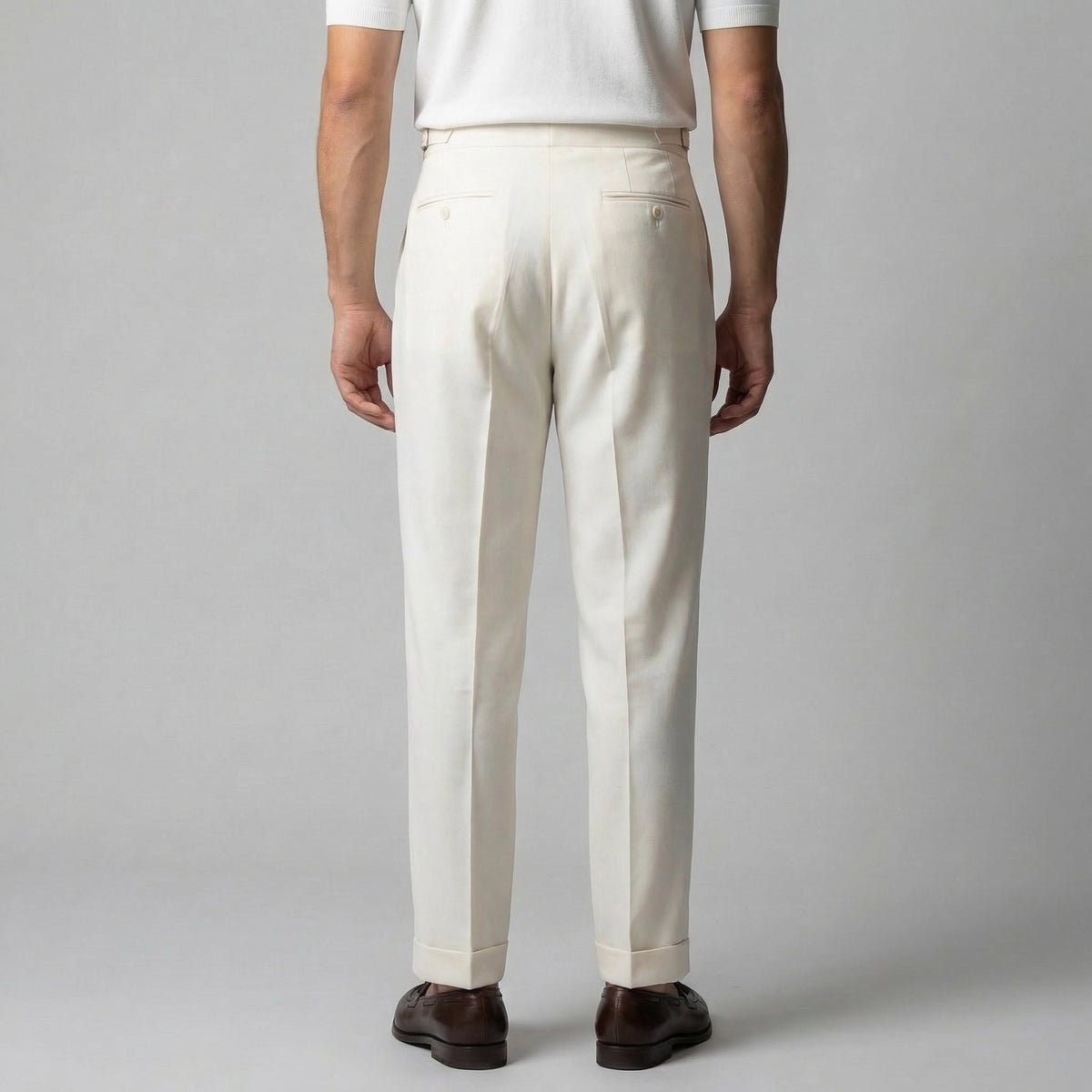 Men's Tailored Fit Pleated Trousers with Straight Leg View 18