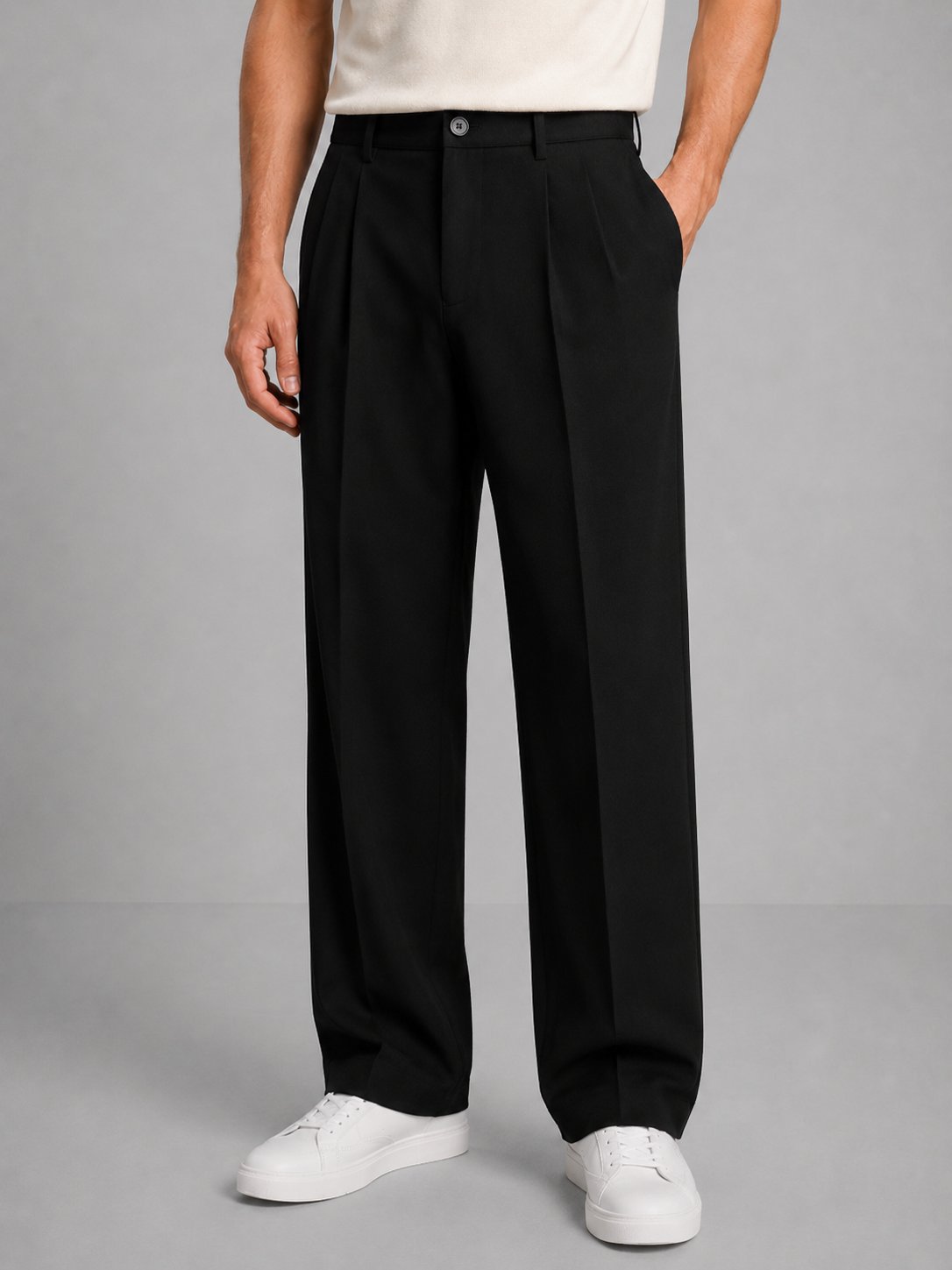 Men's Tailored Straight Leg Trousers | Smart Casual Fit Back