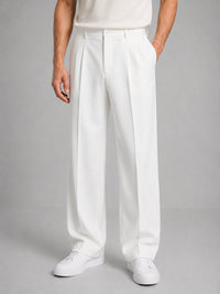 Men's Tailored Straight Leg Trousers | Smart Casual Fit Close Up