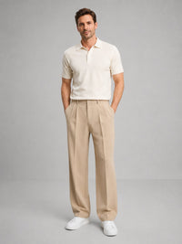 Men's Tailored Straight Leg Trousers | Smart Casual Fit Detail
