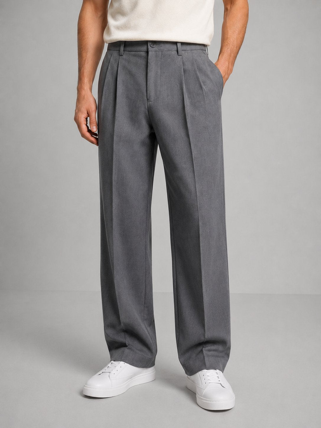 Men's Tailored Straight Leg Trousers | Smart Casual Fit Side