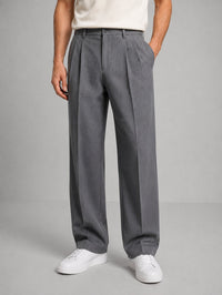 Men's Tailored Straight Leg Trousers | Smart Casual Fit Side