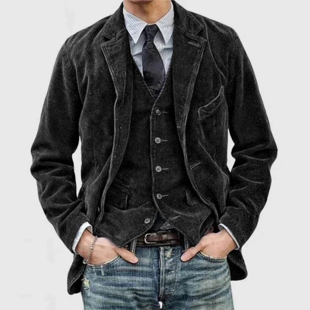 Men's Vintage Blazer Vest Set | Tailored Smart Casual Front