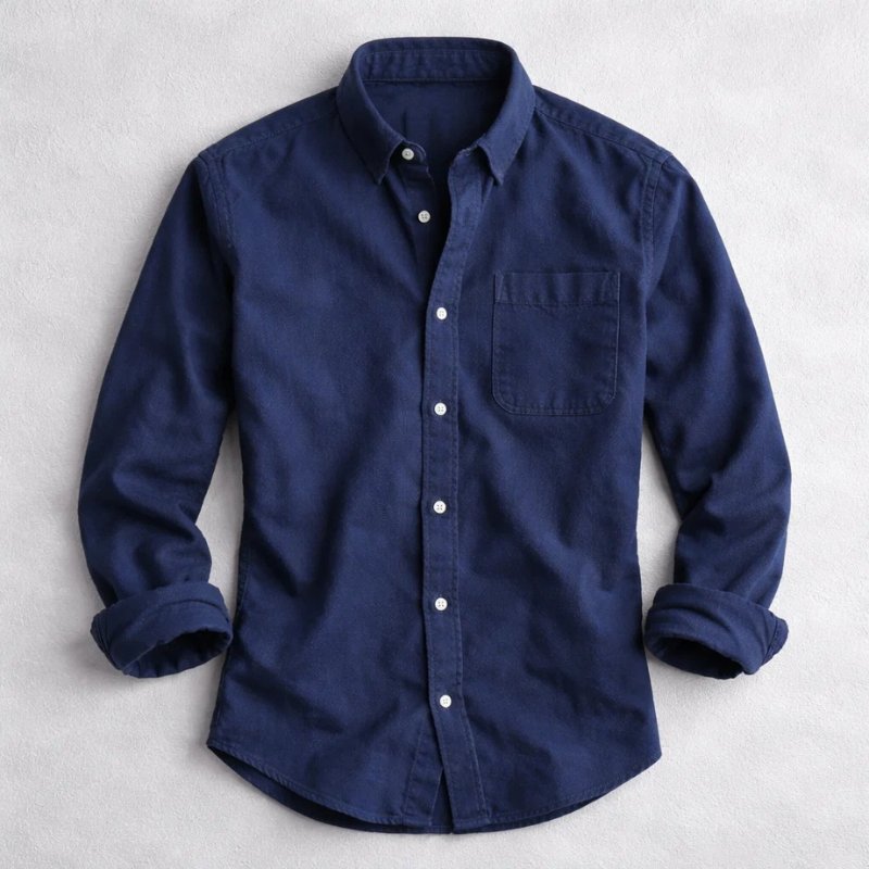 Men's Vintage Cotton Long Sleeve Shirt Close Up