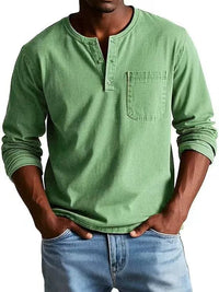 Men's Vintage Henley Shirt with Washed Finish Alternate