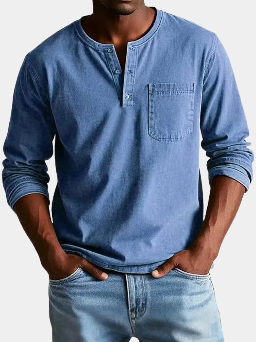 Men's Vintage Henley Shirt with Washed Finish Hero