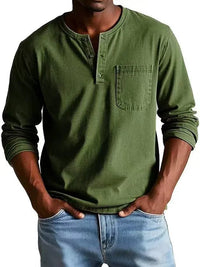 Men's Vintage Henley Shirt with Washed Finish Lifestyle