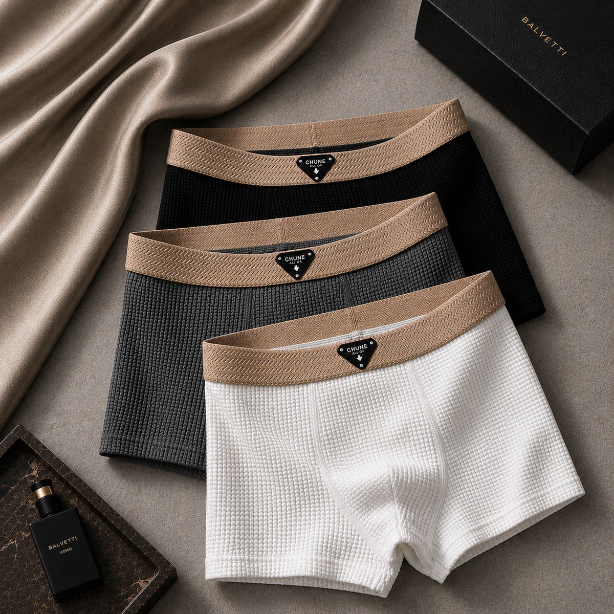 Men's Waffle Knit Cotton Boxer Briefs Hero