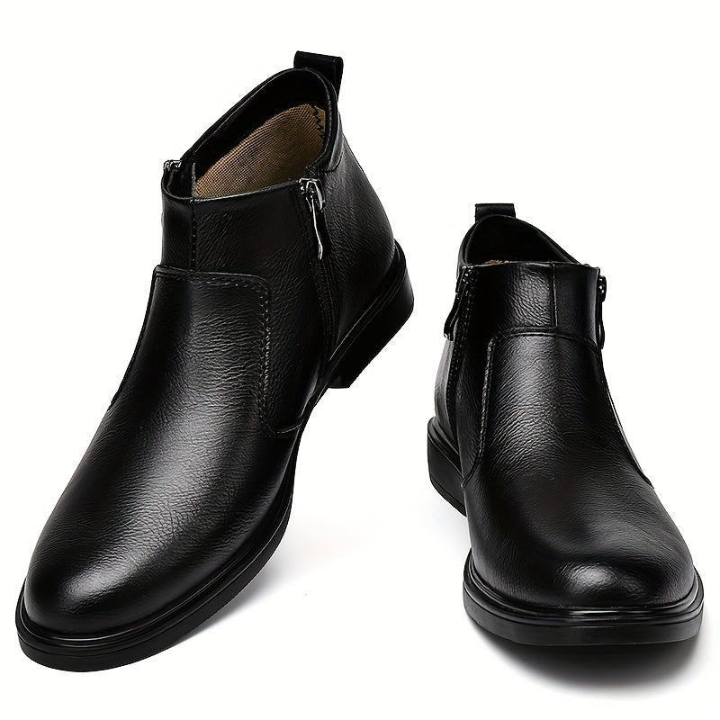 Men's Warm Lined Ankle Boots | Side Zip Closure Back