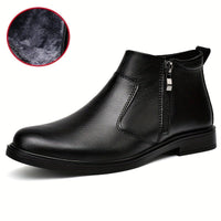 Men's Warm Lined Ankle Boots | Side Zip Closure Detail