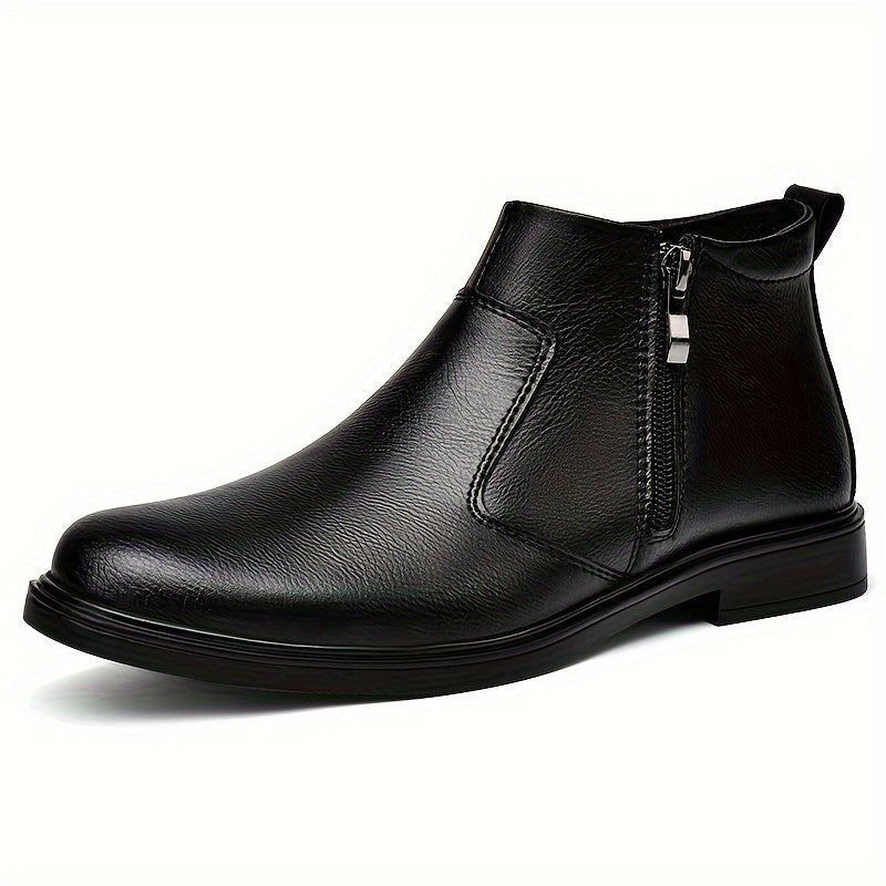 Men's Warm Lined Ankle Boots | Side Zip Closure Front