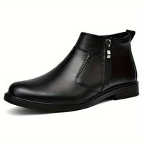 Men's Warm Lined Ankle Boots | Side Zip Closure Front