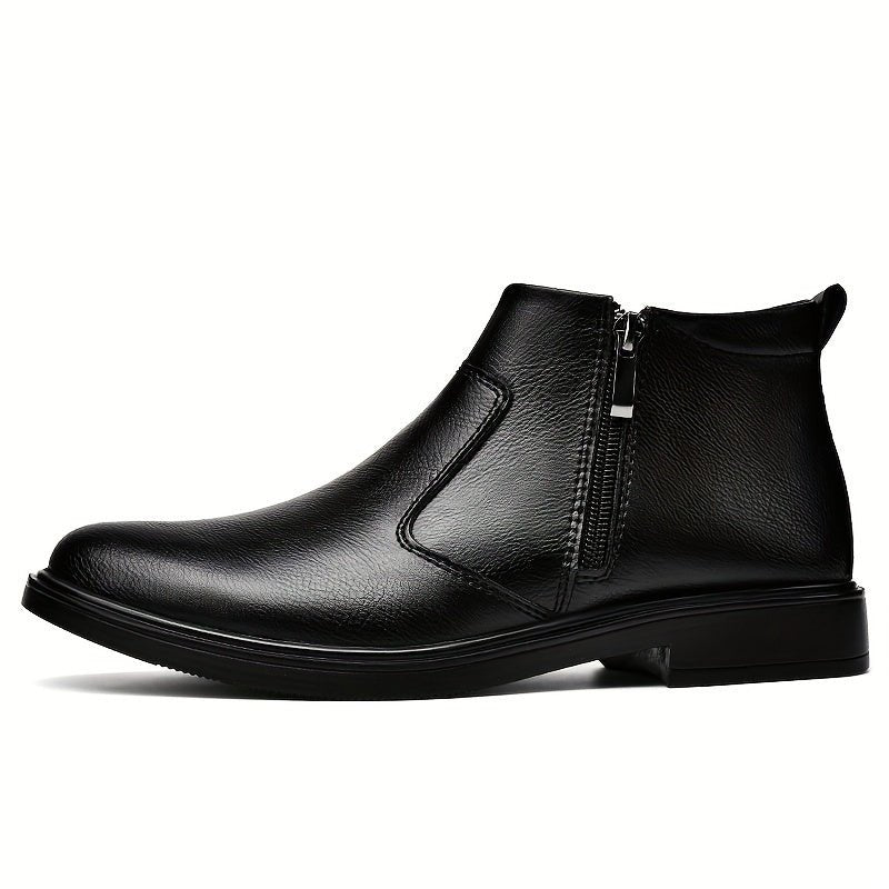 Men's Warm Lined Ankle Boots | Side Zip Closure Full