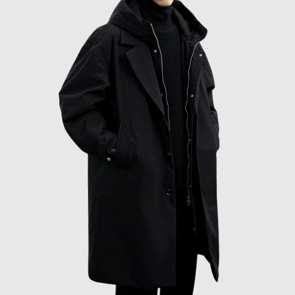 Men's Waterproof Raincoat | All Weather with Adjustable Hood Front