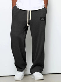 Men's Wide Leg Drawstring Trousers with Adjustable Waist Angle