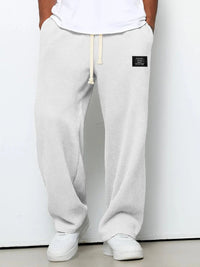 Men's Wide Leg Drawstring Trousers with Adjustable Waist Detail