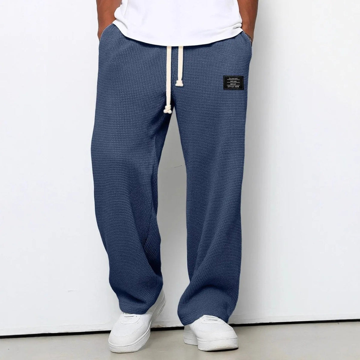 Men's Wide Leg Drawstring Trousers with Adjustable Waist Lifestyle