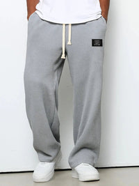 Men's Wide Leg Drawstring Trousers with Adjustable Waist Side