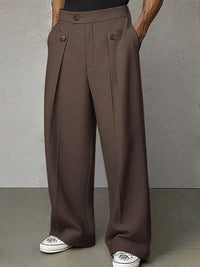 Men's Wide-Leg Trousers | Relaxed Fit with Structured Fabric Close Up