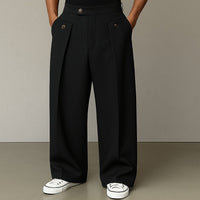 Men's Wide-Leg Trousers | Relaxed Fit with Structured Fabric Detail