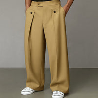 Men's Wide-Leg Trousers | Relaxed Fit with Structured Fabric Front